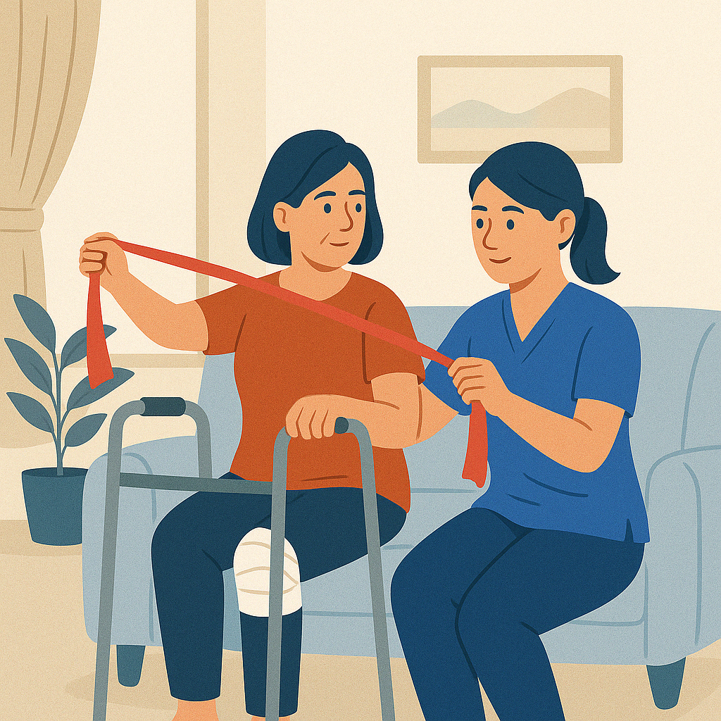 Terapia de rehabilitación postoperatoria a domicilio